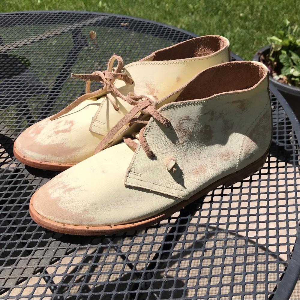 Beek Two Birds Bunting Chukka Booties Boots Handmade Leather Sanded White 8 new - Picture 6 of 15